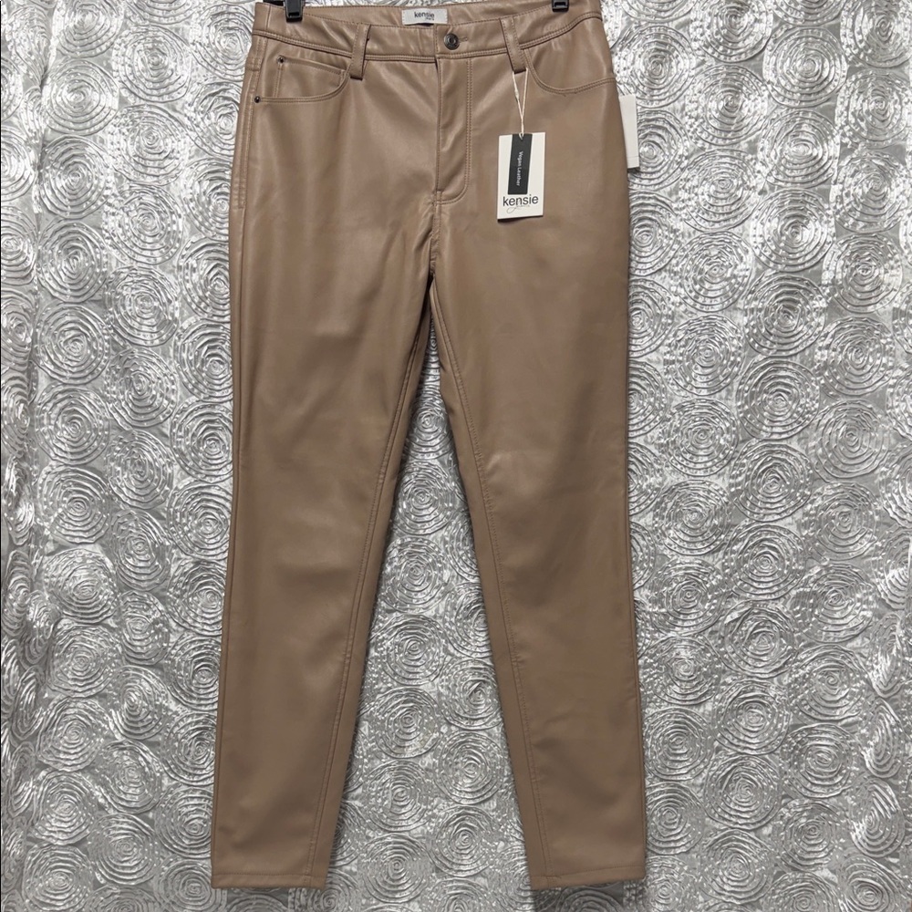 Kensie Light Brown Vegan Leather Skinny Pants 4/27